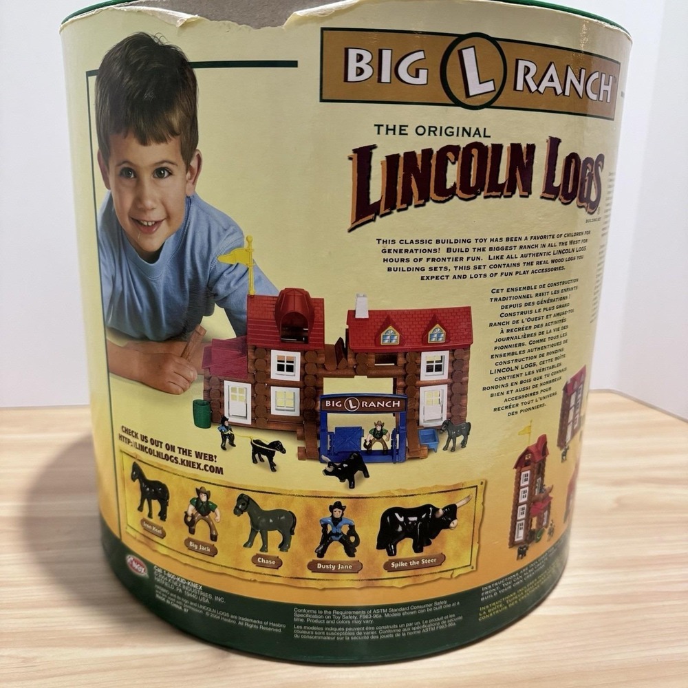 Lincoln Logs Big L Ranch Wood 150 Pieces w/Canister & Instructions Missing 2 PC - Picture 12 of 13